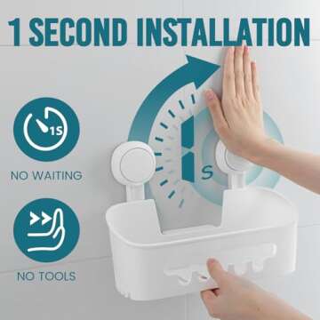 TAILI Shower Caddy Suction Cup, Heavy Duty Bathroom Organizer, Removable Shelves for Inside Shower, ...