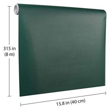 Consine Dark Green Peel and Stick Wallpaper, 15.7 X 315 inches Renter Friendly Wallpaper, Vinyl PVC ...
