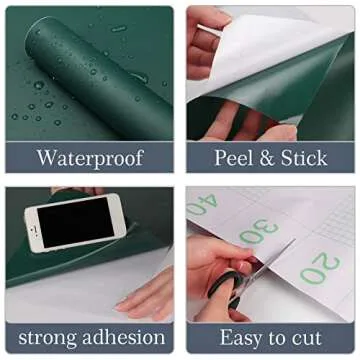 Consine Dark Green Peel and Stick Wallpaper, 15.7 X 315 inches Renter Friendly Wallpaper, Vinyl PVC Removable Wall Paper, Self-Adhesive Wall Sticker Decoration for Counter Furniture Cabinet and Room