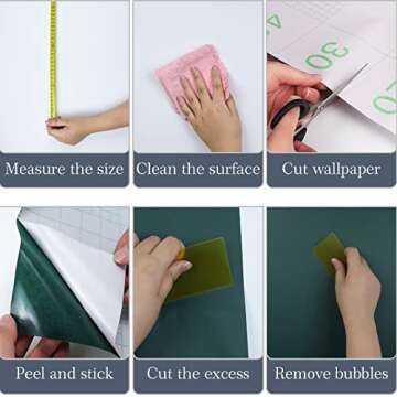 Consine Dark Green Peel and Stick Wallpaper, 15.7 X 315 inches Renter Friendly Wallpaper, Vinyl PVC Removable Wall Paper, Self-Adhesive Wall Sticker Decoration for Counter Furniture Cabinet and Room