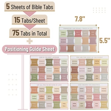 Mr. Pen Bible Tabs Set - 75 Durable Boho Tabs for Study