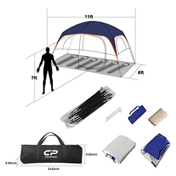 CAMPROS 6-Person Camping Tent - Easy Setup, Waterproof