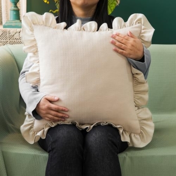 Elegant Waffle Weave Throw Pillow Covers Set of 2 for Home Decor