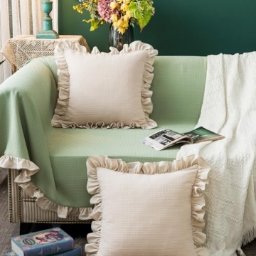 Elegant Waffle Weave Throw Pillow Covers Set of 2 for Home Decor