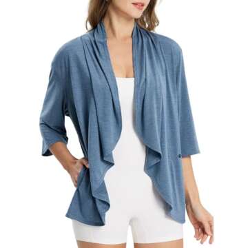 BALEAF Women's Long Sleeve Cardigans with Pockets for Work Long Lightweight Open Front Tops Kimono T...