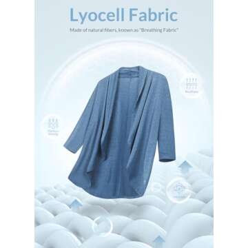 BALEAF Women's Long Sleeve Cardigans with Pockets for Work Long Lightweight Open Front Tops Kimono Thin Soft Cardigan for Summer and Trendy Blue Wing Teal 2XL