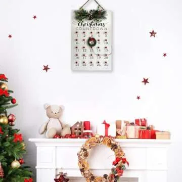 HOMirable Christmas Countdown 25 Days Wreath Advent Calendar Number Date Decor Merry Christmas Sign ...