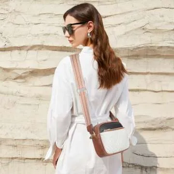 BOSTANTEN Quilted Crossbody Bags for Women Vegan Leather Purses Small Shoulder Handbags with Wide St...