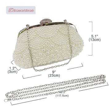Aovtero Pearl Clutch Bride Bag Purse Women Wedding Prom Evening Bags Formal Full Beaded Handbag with...