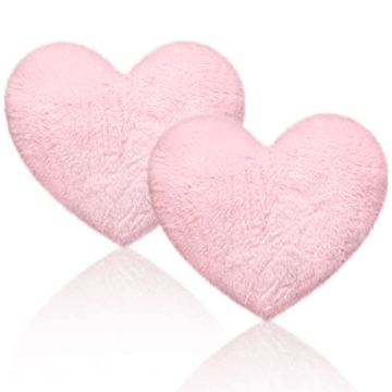 Soft Heart Throw Pillow Fluffy Valentine Gift Pink