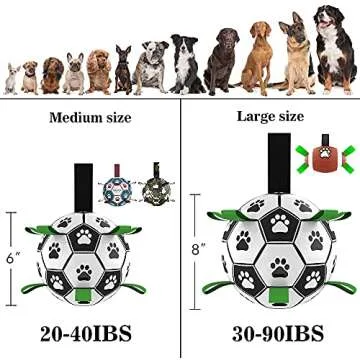 QDAN Dog Toys Soccer Ball with Straps, World Cup Interactive Dog Toys for Tug of War, Puppy Birthday Gifts, Dog Tug Toy, Dog Water Toy, Durable Dog Balls for Medium Large Dogs（8 Inch）