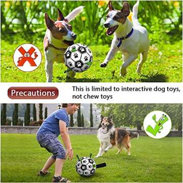QDAN Dog Toys Soccer Ball with Straps, World Cup Interactive Dog Toys for Tug of War, Puppy Birthday Gifts, Dog Tug Toy, Dog Water Toy, Durable Dog Balls for Medium Large Dogs（8 Inch）