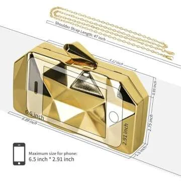 AmoVee Shiny Gold Clutch for Weddings and Formal Parties