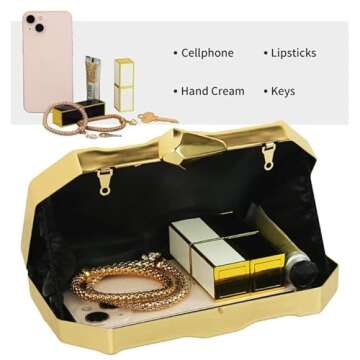 AmoVee Shiny Gold Clutch for Weddings and Formal Parties