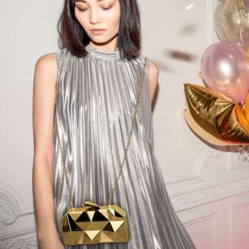 AmoVee Shiny Gold Clutch for Weddings and Formal Parties