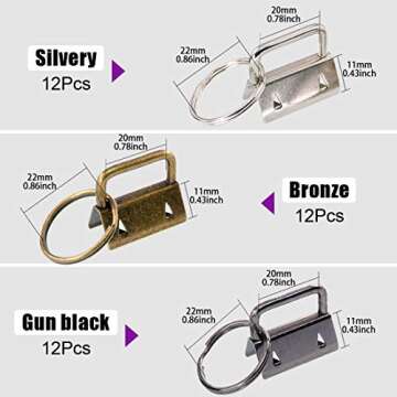 Swpeet 36 Sets 1" 25mm 3 Colors Key Fob Hardware with 1Pcs Key Fob Pliers, Glass Running Pliers Tools with Jaws, Studio Running Pliers Attach Rubber Tips Perfect for Key Fob