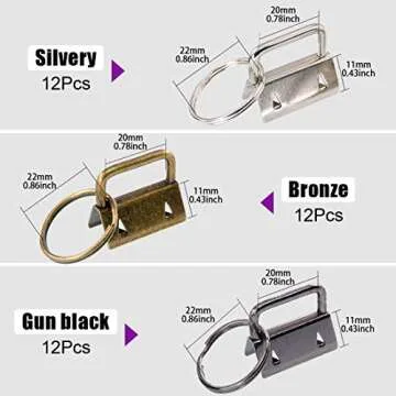 Swpeet 36 Sets 1" 25mm 3 Colors Key Fob Hardware with 1Pcs Key Fob Pliers, Glass Running Pliers Tools with Jaws, Studio Running Pliers Attach Rubber Tips Perfect for Key Fob