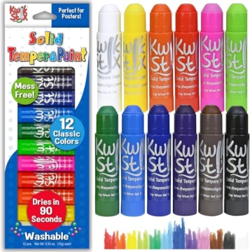 Kwik Stix 12 Color Washable Quick-Dry Paint Sticks for Kids