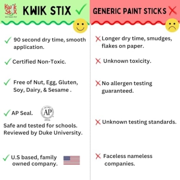 Kwik Stix 12 Color Washable Quick-Dry Paint Sticks for Kids