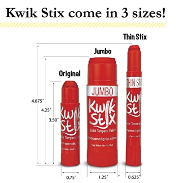 Kwik Stix 12 Color Washable Quick-Dry Paint Sticks for Kids