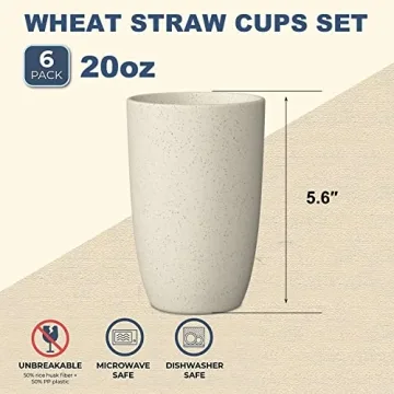 Wrova Wheat Straw Cups - Eco-Friendly 20oz Unbreakable Drinkware