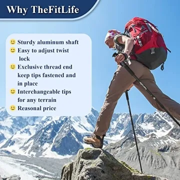 TheFitLife Trekking Poles - Lightweight Anti-shock Adjustable Hiking Poles
