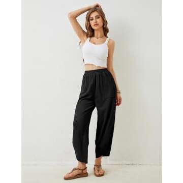 Springrain Women's Stylish Baggy Wide Leg Pants