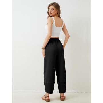 Springrain Women's Stylish Baggy Wide Leg Pants
