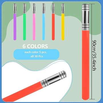 Cotiny 30 Pieces Inflatable Light Saber Sword Costume Toys Lightsaber Toys for Kids Baby Birthday Pa...