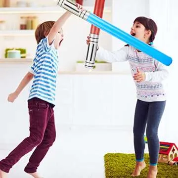 Cotiny 30 Pieces Inflatable Light Saber Sword Costume Toys Lightsaber Toys for Kids Baby Birthday Party Favors, 6 Colors