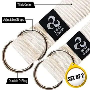 2 PACK Yoga Exercise Adjustable Straps 8Ft | BONUS eBook | with Durable D-Ring For Pilates & Gym Workouts | Hold Poses, Stretch, Improve Flexibility & Maintain Balance