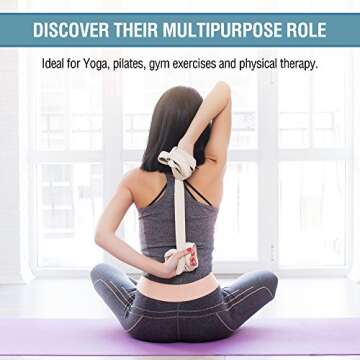 2 PACK Yoga Exercise Adjustable Straps 8Ft | BONUS eBook | with Durable D-Ring For Pilates & Gym Workouts | Hold Poses, Stretch, Improve Flexibility & Maintain Balance
