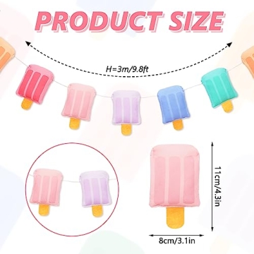 Whaline 3D Ice Cream Banner for Summer Parties