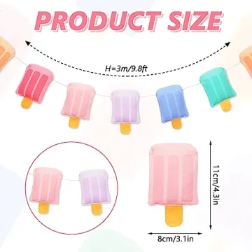 Whaline 3D Ice Cream Banner for Summer Parties