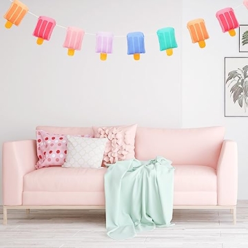 Whaline 3D Ice Cream Banner for Summer Parties