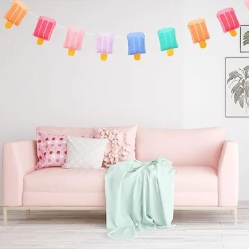 Whaline 3D Ice Cream Banner for Summer Parties