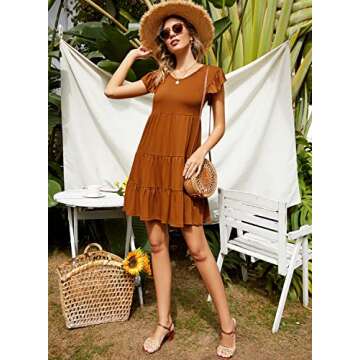 Lyrur Women's Cute Casual Summer Sundress with Ruffle Sleeves