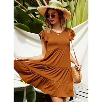 Lyrur Women's Cute Casual Summer Sundress with Ruffle Sleeves
