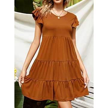 Lyrur Women's Cute Casual Summer Sundress with Ruffle Sleeves