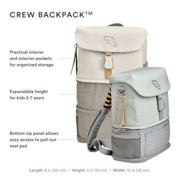 JetKids Stokke Travel Bundle, Green - Includes Kid’s Ride-On Suitcase & In-Flight Bed + Adjustable, Lightweight & Expandable Crew BackPack - Travel Essentials for Kids - Best for Ages 3-7