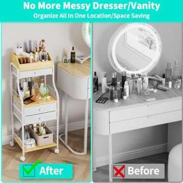 HapiRm Floor Makeup Organizer Storage - Skincare Make Up Organizers and Storage with Drawers, Vanity...