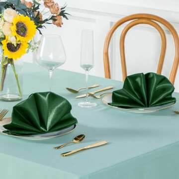 Homiest 12 Pack Forest Green Satin Napkins 20x20 Inches Dinner Napkins Decor, Square Decorative Napkins Silky Elegant Wedding Napkins, Table Cloth Napkins for Restaurant Banquet Graduation Party