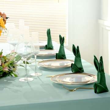 Homiest 12 Pack Forest Green Satin Napkins 20x20 Inches Dinner Napkins Decor, Square Decorative Napkins Silky Elegant Wedding Napkins, Table Cloth Napkins for Restaurant Banquet Graduation Party
