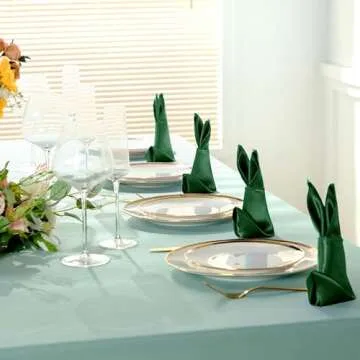 Homiest 12 Pack Forest Green Satin Napkins 20x20 Inches Dinner Napkins Decor, Square Decorative Napkins Silky Elegant Wedding Napkins, Table Cloth Napkins for Restaurant Banquet Graduation Party