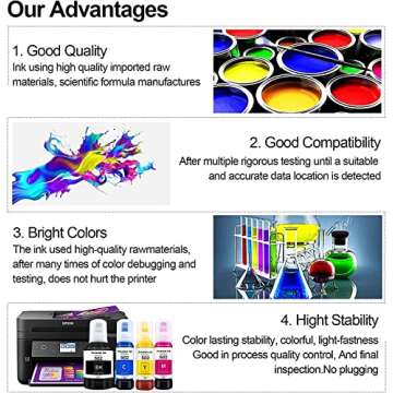 Seogol Compatible Epson 502 T502 Refill Ink Bottles Replacement for Ecotank ET-2750 ET-3750 ET-4750 ET-2760 ET-3760 ET-4760 ET-2700 ET-3700 ET-3710 ET-15000 ST-2000 ST-3000 ST-4000 - 4 Pack