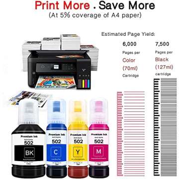 Seogol Compatible Epson 502 T502 Refill Ink Bottles Replacement for Ecotank ET-2750 ET-3750 ET-4750 ET-2760 ET-3760 ET-4760 ET-2700 ET-3700 ET-3710 ET-15000 ST-2000 ST-3000 ST-4000 - 4 Pack