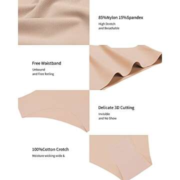 SHARICCA Seamless Cheeky Bikini Invisible Panties 7 Pack