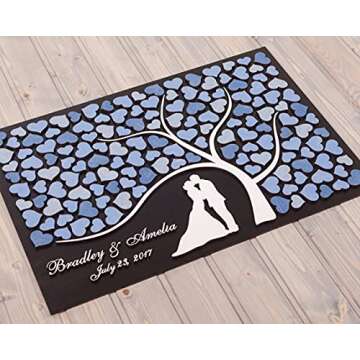 egobena Wedding Guest Book 3D Personalized Unique Wedding Tree Guest Book Wood Rustic Wedding Sign Alternative Keepsake - 16x20 inch