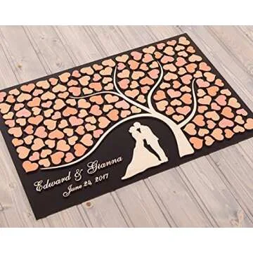 egobena Wedding Guest Book 3D Personalized Unique Wedding Tree Guest Book Wood Rustic Wedding Sign Alternative Keepsake - 16x20 inch