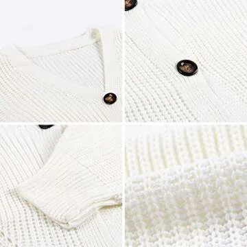 EXLURA Women's Stylish V Neck Button Down Cardigan